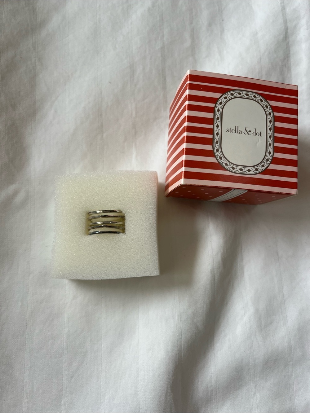 Stella & Dot Polished Silver Stacked Band Ring